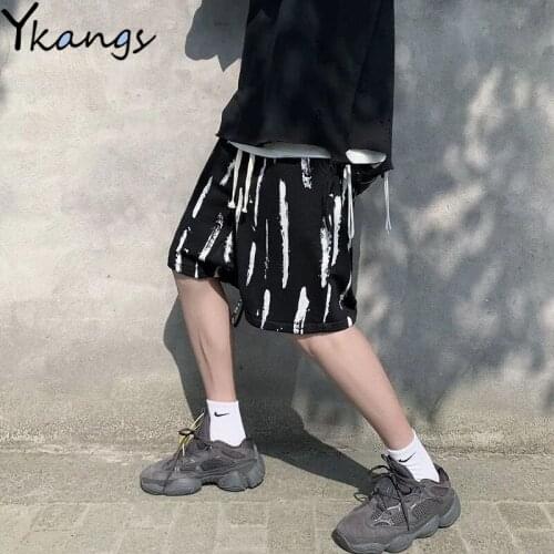 Hip Hop High Street Vintage Feather Print Joggers Women Harajuku Fashion Shorts Sport Korean Drawstring Gothic Shorts Female New