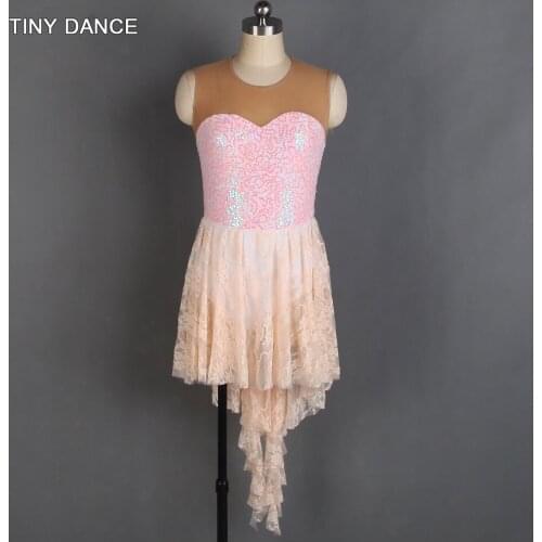 Adult girls ballet dance sequin lace dress Lyrical dance costume for performance stage wear womens ballet dancing dress 16003