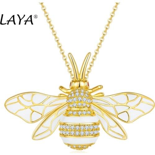 Laya Silver Neaklace For Women Pure 925 Sterling Silver High Quality Zirconia Bees Fine Jewelry Handmade Enamel 2021 Trend
