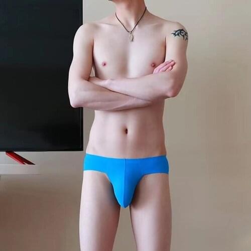 1pcs New Mens Seamless Triangle Ice Silk Breathable Low-waist Korean Sexy One-piece Briefs Fashion Exotic Underwear Set