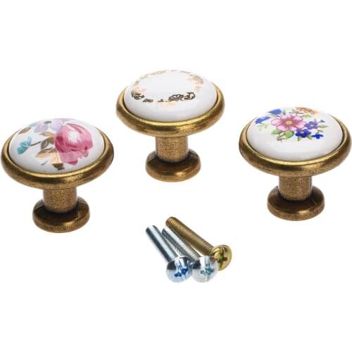 2pcs Knobs Antique brass Cabinet Closet Door Flower Drawer Wardrobe Cupboard Pull Handle Knobs Europe Style Furniture fittings