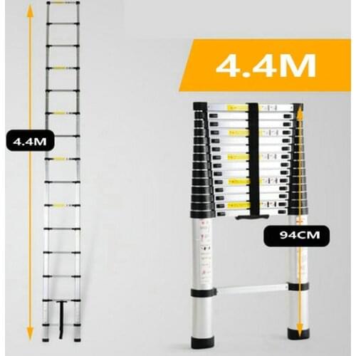 4.4M telescopic ladder single straight ladder family portable folding ladder project thickened aluminum alloy one-word ladder