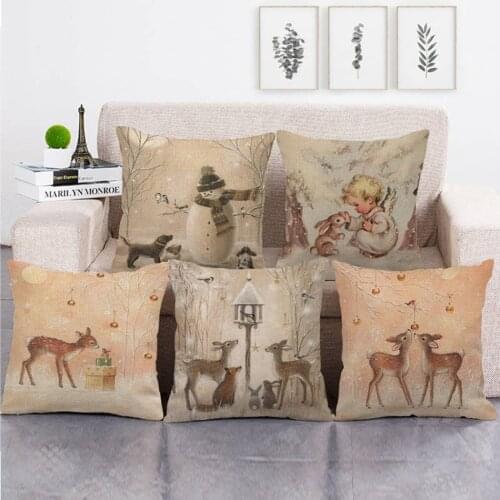 45 * 45cm Merry Christmas Deer Pillow Cases Bed Home Gifts Dog Rabbit Sofa Waist Cushion Cover Decor Pillow Cover