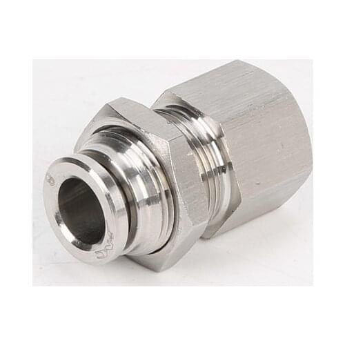 6/8/10/12mm x 1/8" 1/4" 3/8" 1/2" BSP Female Thread 304 Stainless Steel Bulkhead Pipe Fitting Pneumatic Push In Quick Connector