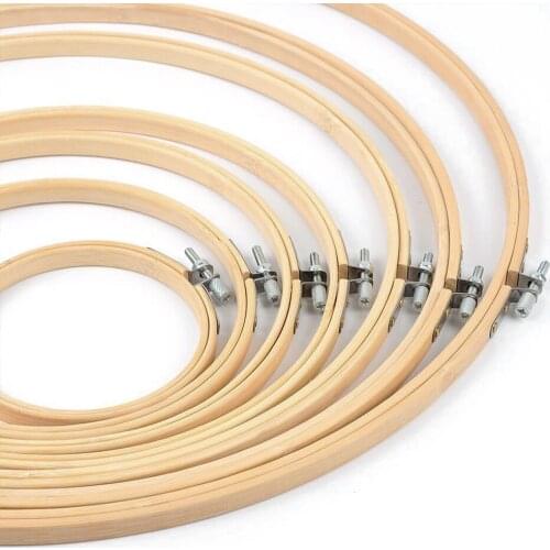 6Pcs Wooden Handy Machine Embroidery Needlecraft Sewing Tools 10-36cm Hoop Ring Bamboo Frame Embroidery Hoop Round Cross Stitch