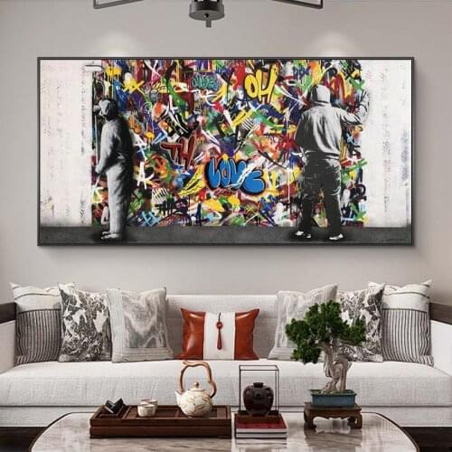 Abstract graffiti art canvas on the wall modern painting art posters and prints street art living room abstract paintings