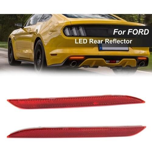 Car Red Lens Rear Brake Rear Bumper Light Corner Reflector Rear Reflector for Ford Mustang 2015-2018 FR3B-17A849-A