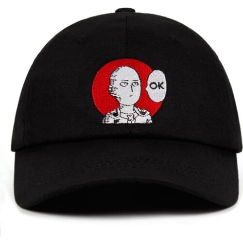 100% Cotton one punch man Saitama Dad Hat embroidery Baseball Cap Anime fan Hat for Women Men ok Man One Punch Man Snapback
