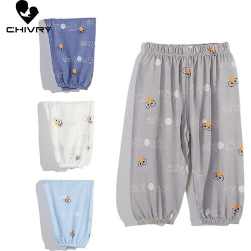 Kids Boys Girls Thin Anti Mosquito Pants New 2021 Spring Summer Cartoon Print Cotton Linen Bloomers Pants Trousers Baby Clothing