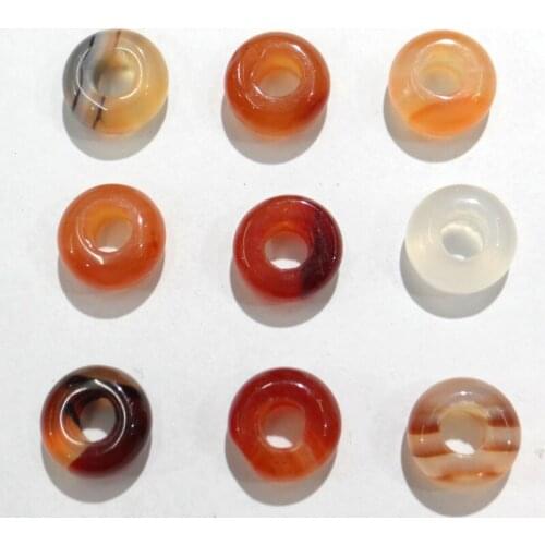 10pcs Natural Stones agates 10mm Big Hole Beads Spacer Bead for Jewelry Making Women Men Bracelet Necklace Pendant Accessories
