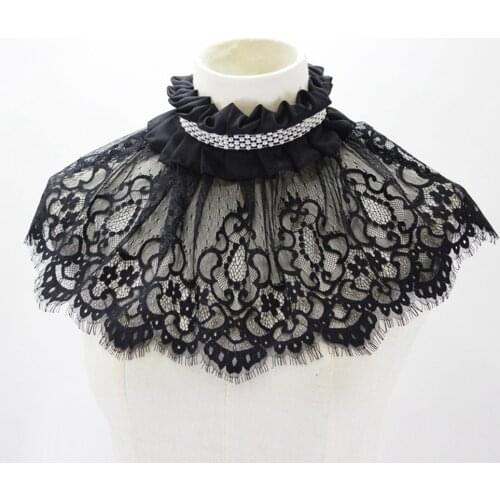 Black Detachable Collars For Women Lace Flower Pearl Faux Collar Ladies Choker Party Ladies Brand Ruffle Collar