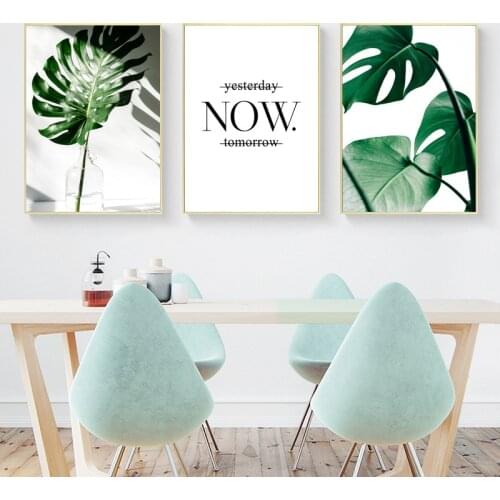 European Modern Green Plant Leaves English Alphabet Art Poster Living Room Decoration Mural