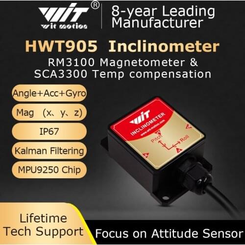 High-Precision Inclinometer HWT905 Military-Grade Accelerometer+Digital Compass+Gyro,with Temperature&Magnetometer Compensation