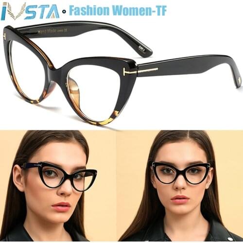IVSTA Tom TF Cat Eye Glasses Frame Women Luxury Brand Designer Butterfly Oversized Optical Pink Myopia for Sight Prescription