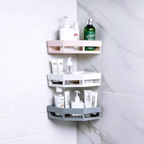 Creative Storage Holders Multifunctional Kitchen Bathroom Corner Wall Mounted Sticking Racks Decorative Cosmetic Organizer