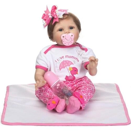 22inch reborn baby Dolls Cloth Body Silicone Rebron Babies Girl reborn baby doll Toys Newborn Bonecas brinquedos Kids Gift