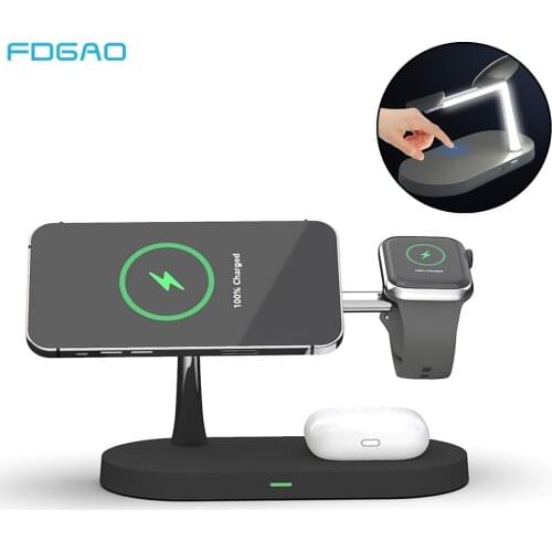 Magnetic 5 in 1 Wireless Charger Stand For iPhone 12 Pro Max Mini 15W Fast Charging Induction Chargers For Apple Watch 6 AirPods