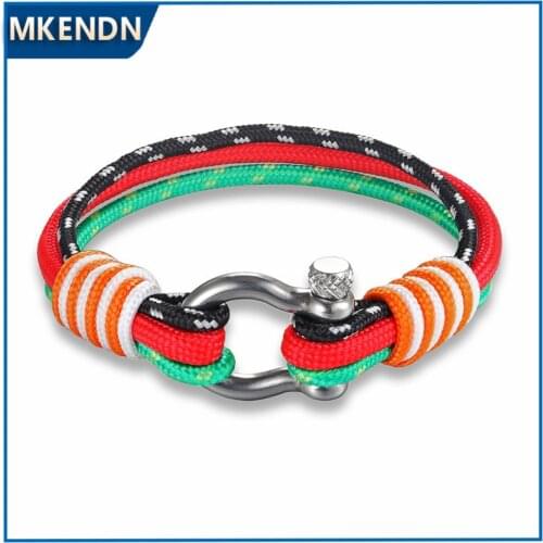 MKENDN Peasonalised Minimalist Multi-layer Natutical Rope Bracelet Men Women Nylon Bolt Clasp Bracelet Anchor Jewelry Mens Gift