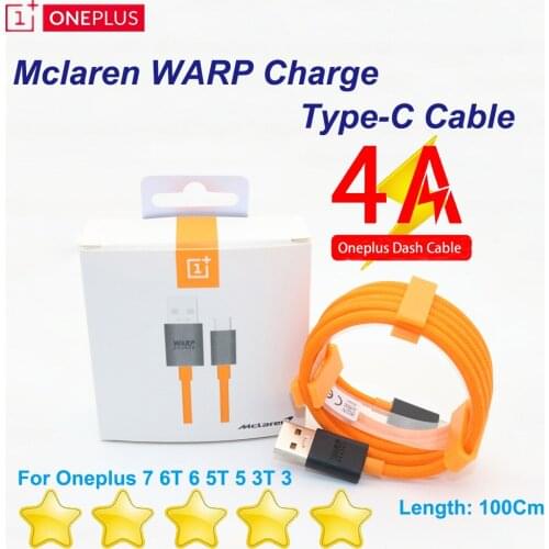 Nylon Oneplus 4A Dash Charge Type-C Cable ONEPLUS 7 6T 6 3 3T 5 5T DASH Cable 100Cm 4A Fast charging for USB 3.1 Round Cable