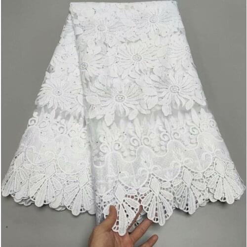 Latest African Dry Lace Fabric With 2021 French Lace Fabric Embroidery Nigerian Tulle Lace For Party Dress White