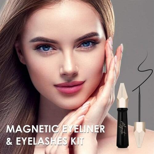The New 6 Pair Invisible Magnetic Fake Eyelashes 3D 2PCS Eyeliner Kit Faux Eyelashes Individual Lashes Makeup Cilia Cilias