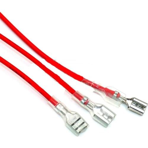 100 Pcs 6.3mm Crimp Terminal Cable Female Spade Connector Wire 20cm 22AWG Red
