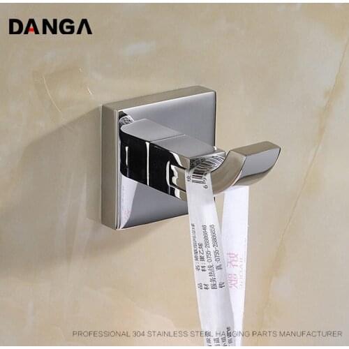 Single Hook Wall Mounted Coat Hanger Square Towel Hook Hat Storage 304 Stainless Steel Door Hook Home Decoration Accessories