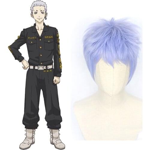 Anime Comic Tokyo Revengers Cosplay Wigs Takashi Mitsuya Cosplay Wig Synthetic Wig Blue Short Straight Hairs Cosplay Accessory