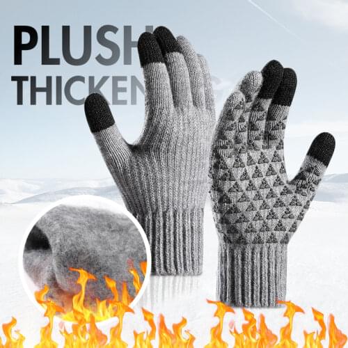 Men Touchscreen Gloves Knitted Wool Warm Mitten Adult Outdoor Flexible Grasp Screen Cycling Gloves Thicken Autumn Winter Glove