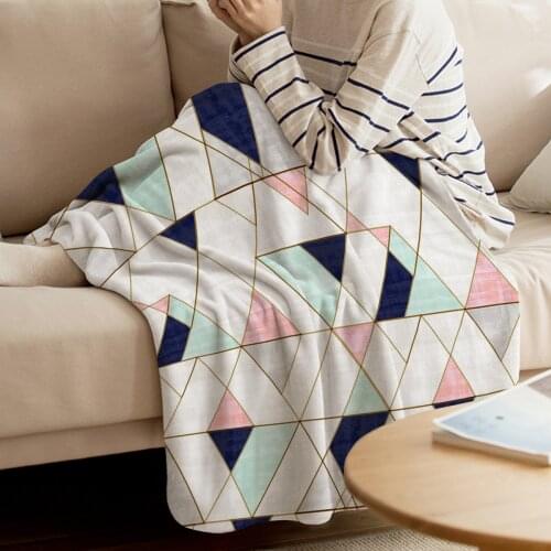 WARMTOUR Throw Blanket Mod Triangles - Navy Blush Mint Throw Blanket Warm Microfiber Blanket Blankets For Beds Home Decor