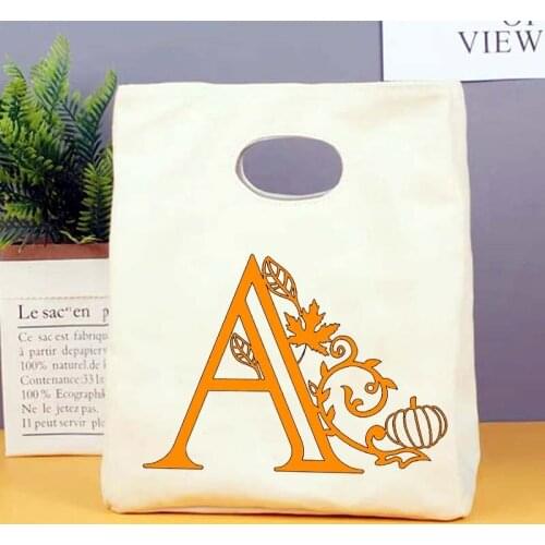 Alphabet Portable Lunch Bag Thermal Insulated Bento Box Tote Cooler Handbag School Food Container Storage Bags Thanksgiving Gift