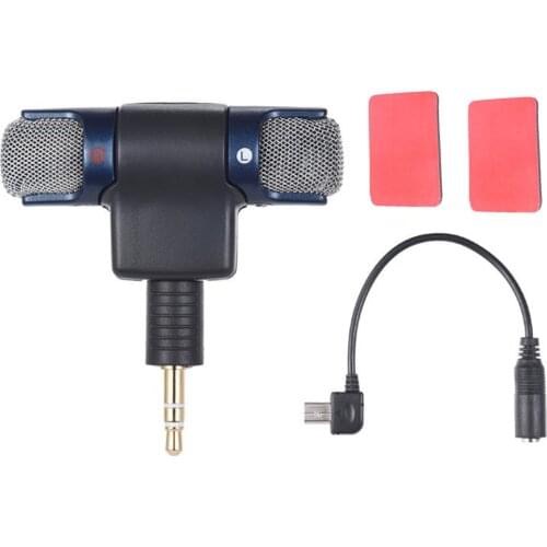 Portable External Stereo MIC Microphone with 17cm 3.5mm to Mini USB Mic Adapter Cable Compatible with 4/3+/3 Camera Microphone