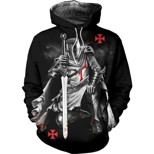 Drop shipping 3D Print Medieval Knights Templar Men hoodies Harajuku Fashion hooded Sweatshirt Unisex Casual jacket Hoodie QS20