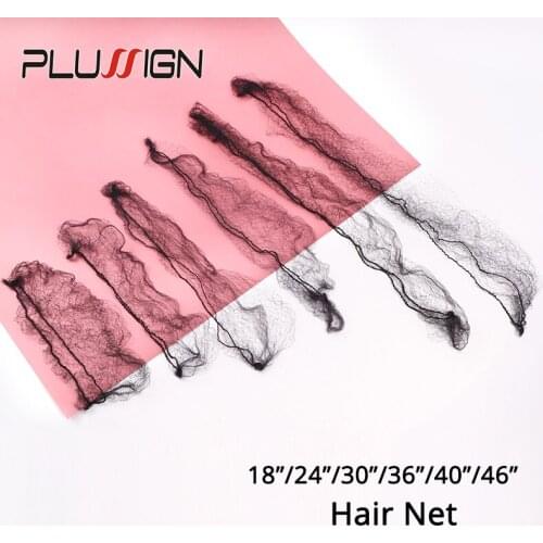 Plussign 20Pcs/Lot Invisible Hairnet For Wigs Bundles Mesh Wig Cap Long Size 24 30 36 40 46Inch Hair Nets, Black Hair Accessori