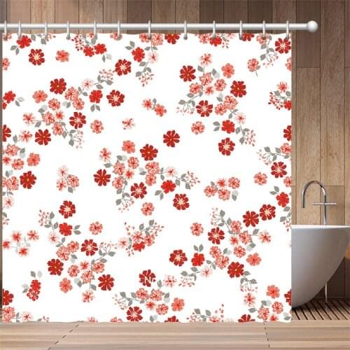 Natural Landscape Flowers Modern Simple Fashion Shower Curtain Washable Bathroom Partition Waterproof and Mildew Proof Belt Hook