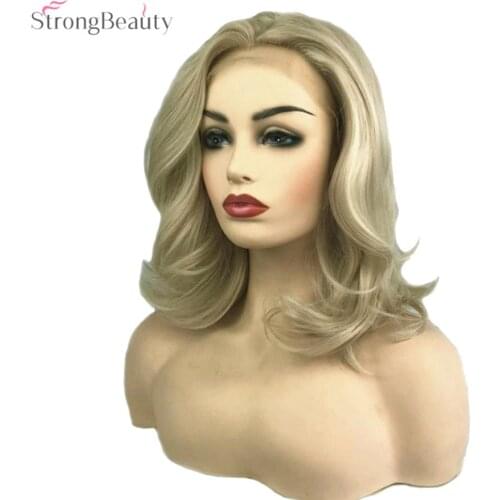 StrongBeauty Lace Front Wig Blonde Long Hair Womens Synthetic Wigs Curly