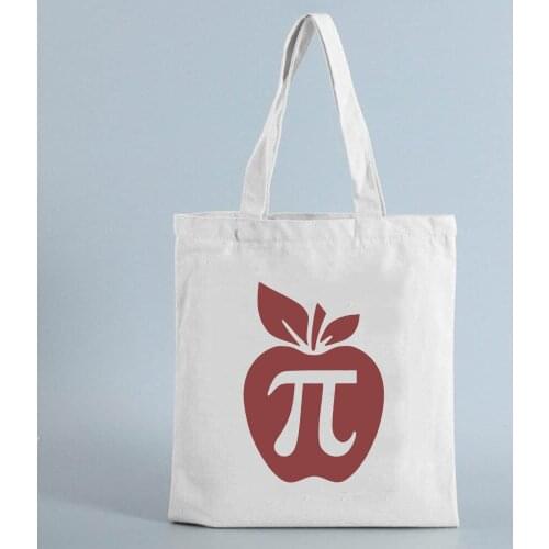 Apple Pi Tote Bag Shopping Canvas Bag Fashion Casual Foldable Shoulder Bags Teacher Gift Back to School Reusable Eco Book Bag