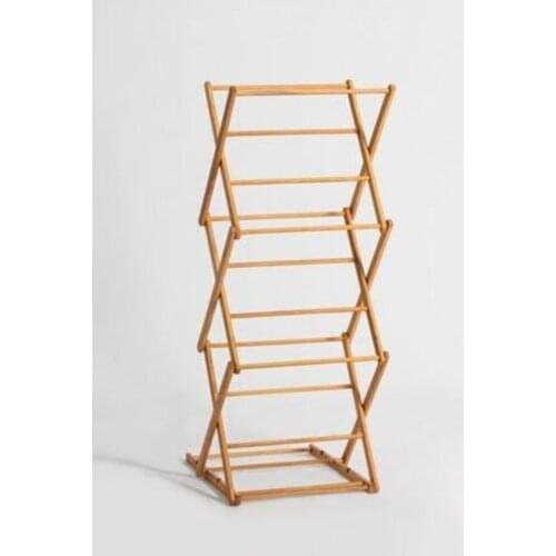 FestReal Linen Drying Rack 3 Stage Folding Wood Occupy Height Adjustable Beechwood, Made Of Tarnish