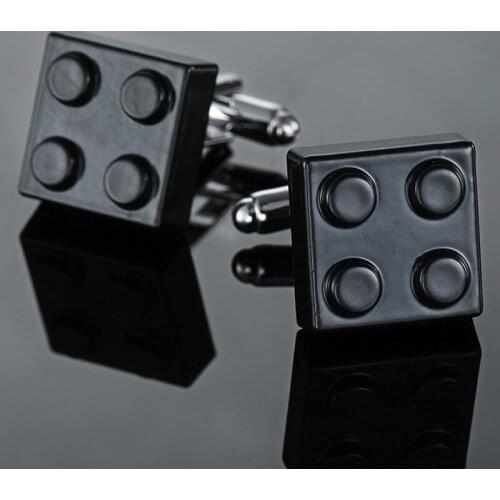 AS High quality black building block Cufflinks new fashion jewelry brand mens clothing Cufflinks lawyer shirt badge pin gift