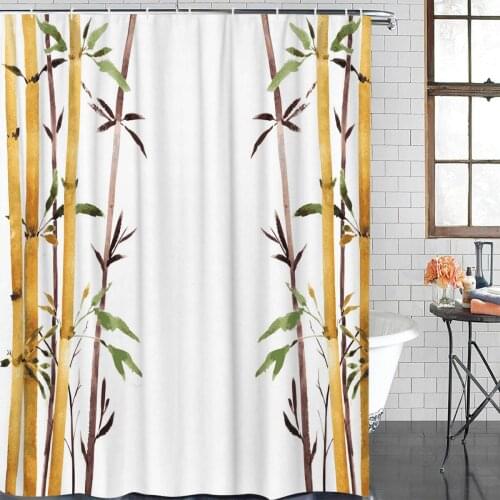 Yellow Arrow Bamboo Plant Art Waterproof Shower Curtain With Hook For Home Decoration Bathroom Shower Curtain