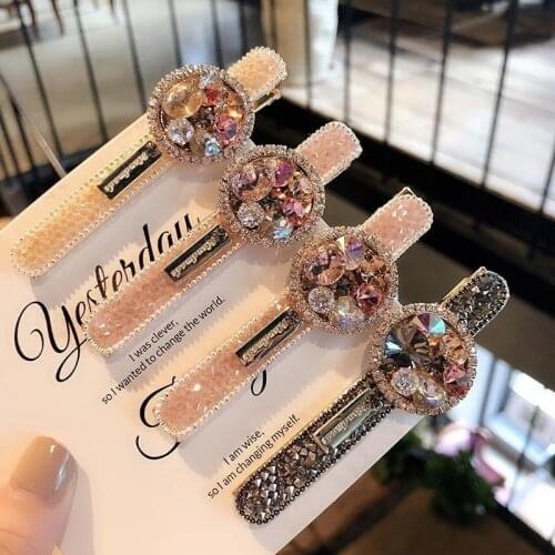 Rhinestone Hair Clip Champagne Pins Crystal Hair Accessories for Women Girls Circle Broken Diamond Luxurious Hairpin Barrettes