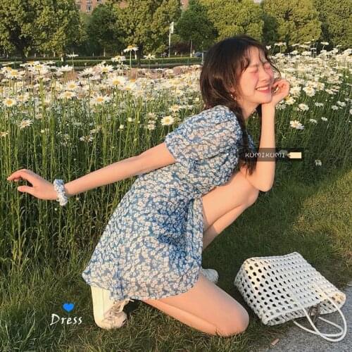 Sleeve Flower Print Ethnic Summer Beach Female Split Fashion Style Ladies Dress Short Sleeve V-neck Beach Dress