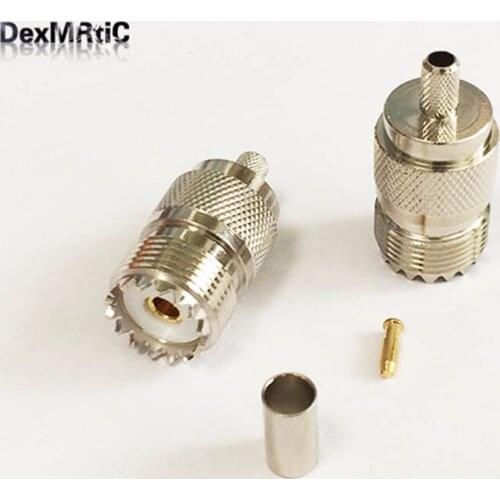 1pc UHF female jack RF Coax Connector Crimp RG58,RG142,RG400,LMR195 for Straight Nickelplated NEW wholesale