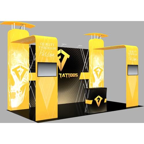 20ft custom portable trade show display booth Sets with Lights counter TV brackets pop up stand back wall #21