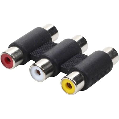 Audio Video Connector 3RCA Adapter Female to 3RCA Female to Female RCA AV Coupler Cable Adapter connector