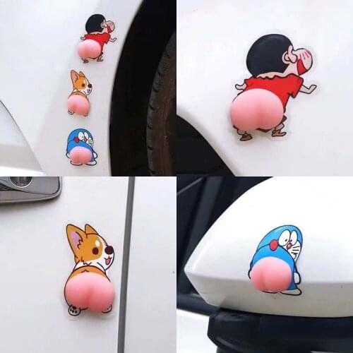 Car anti-collision strip door anti-collision anti scratch protection cute butt car sticker cartoon door side rearview mirror dec