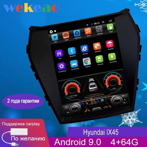 Wekeao Vertical Screen Tesla Style 10.4'' 1 Din Android Car Dvd Player GPS Navigation Auto Radio For Hyundai IX45 Santa fe 2014