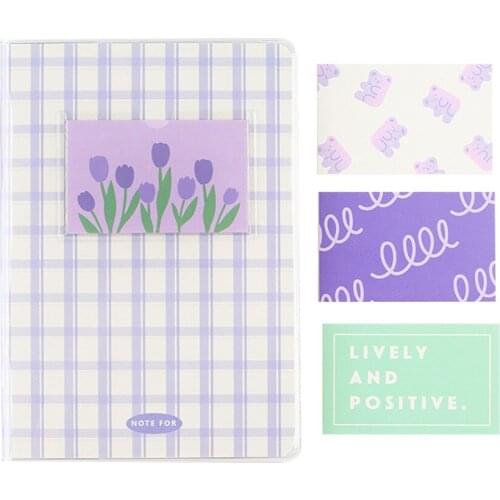 Kawaii Lattice Notebook 80 Sheets Weekly Agenda Budget Planner Waterproof Plastic Sleeve Plan Notebook Cute Korean Stationery