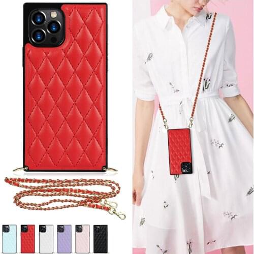 For Samsung Galaxy S21 S20 Ultra FE S10 Plus S10E Note 9 10 Pro 20 A90 5G Wrist Chain Crossbody Strap Back Cover Case Etui