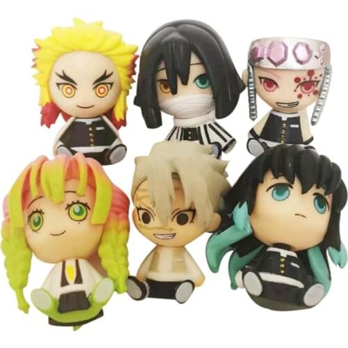 60PCS Kimetsu no Yaiba Demon Slayer Tanjirou Tomioka Giyuu Zenitsu Inosuke Nezuko 5CM Anime PVC Action Figures Toy